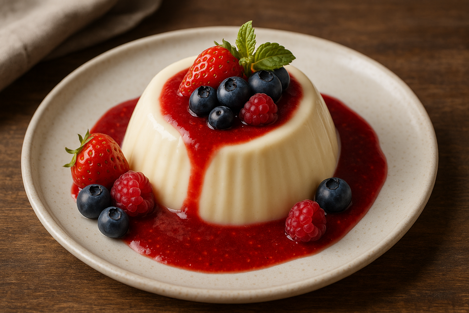 Panna cotta con frutti di bosco